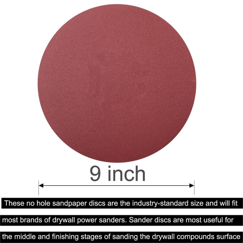 Tonmp 10 PCS 9 Inch 150 Grit Sanding Discs for Hand Radial Sander - 9"" Round Hook & Loop Sandpaper for Hand Sanding Tool, Aluminum Oxide Sander Disc for Hand Drywall Power Sander (150 Grits) - Image 2